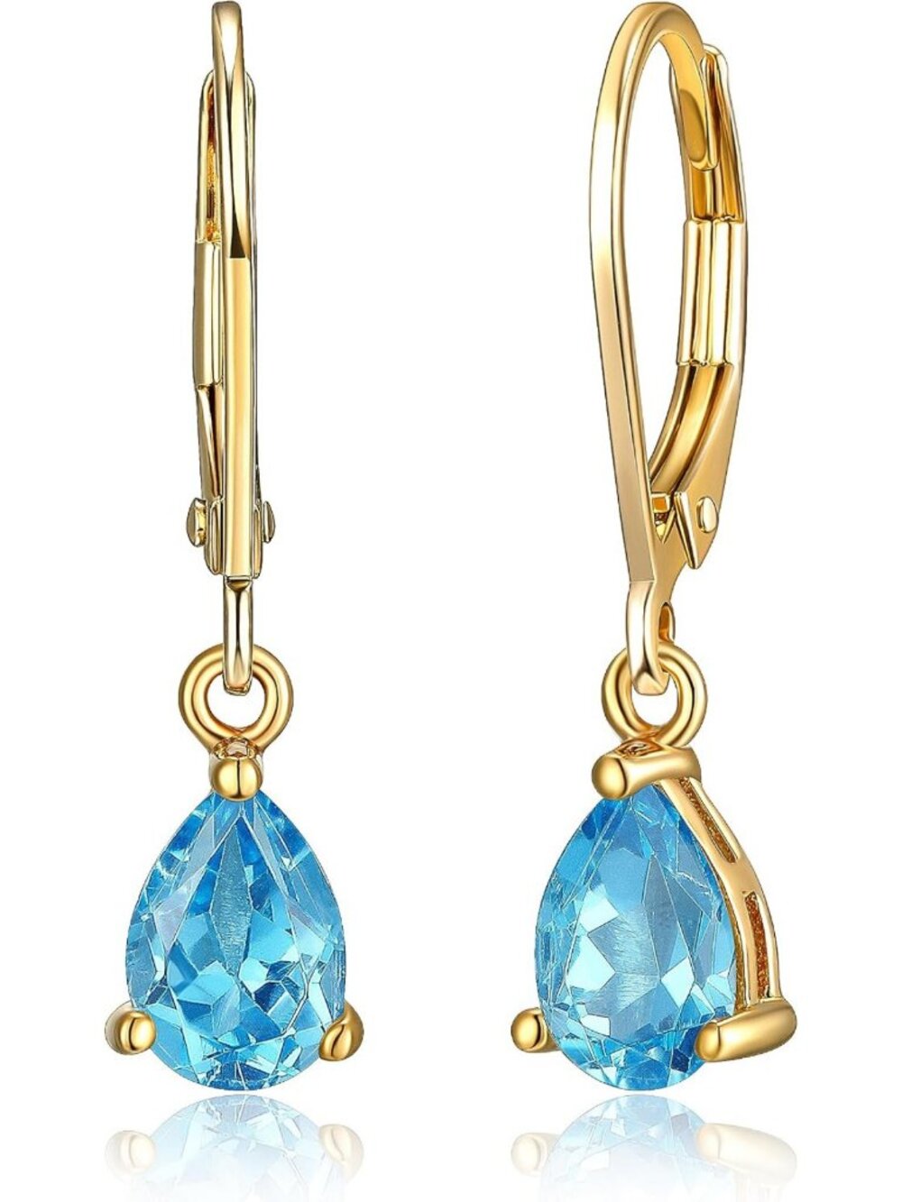 Elegant 18k Gold Plated Silver Swiss Blue Topaz Earrings - Dazzling Jewelry Gift